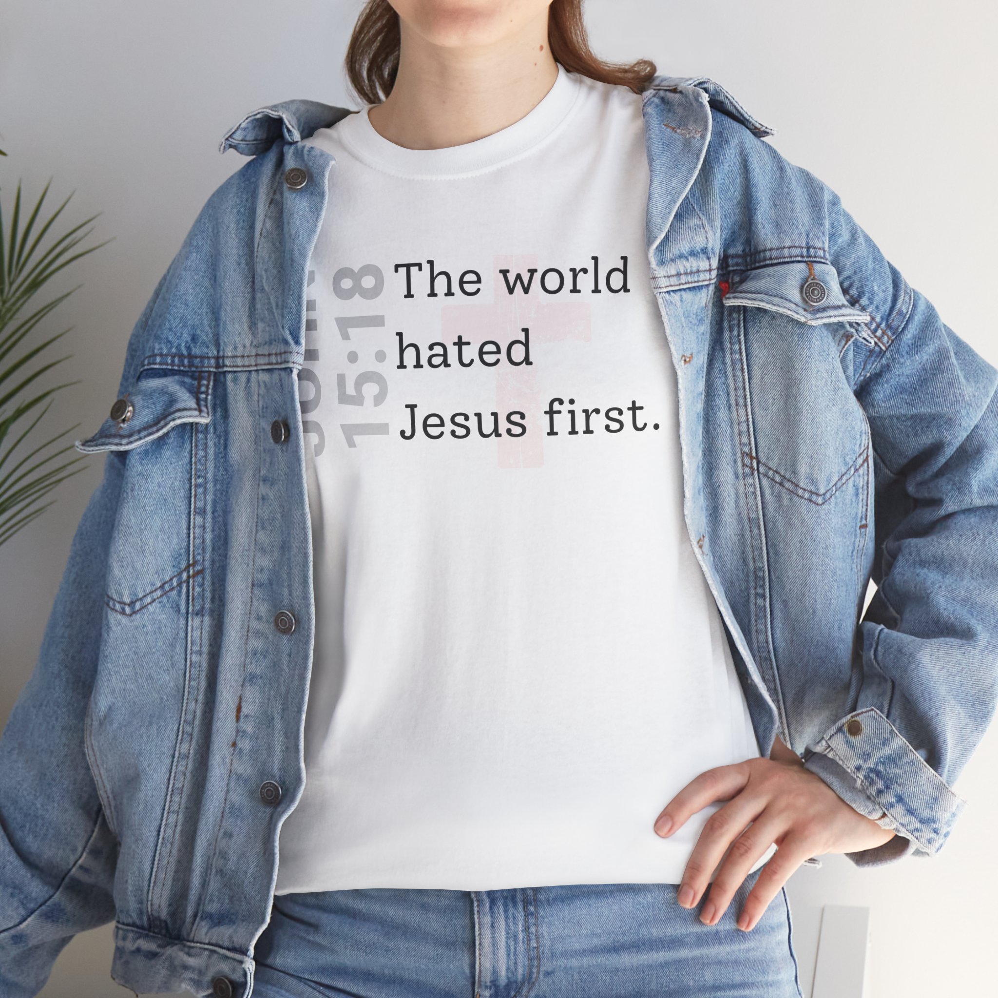 Christian T‑Shirt "John 15:18 - The world hated Jesus first" - Image 3